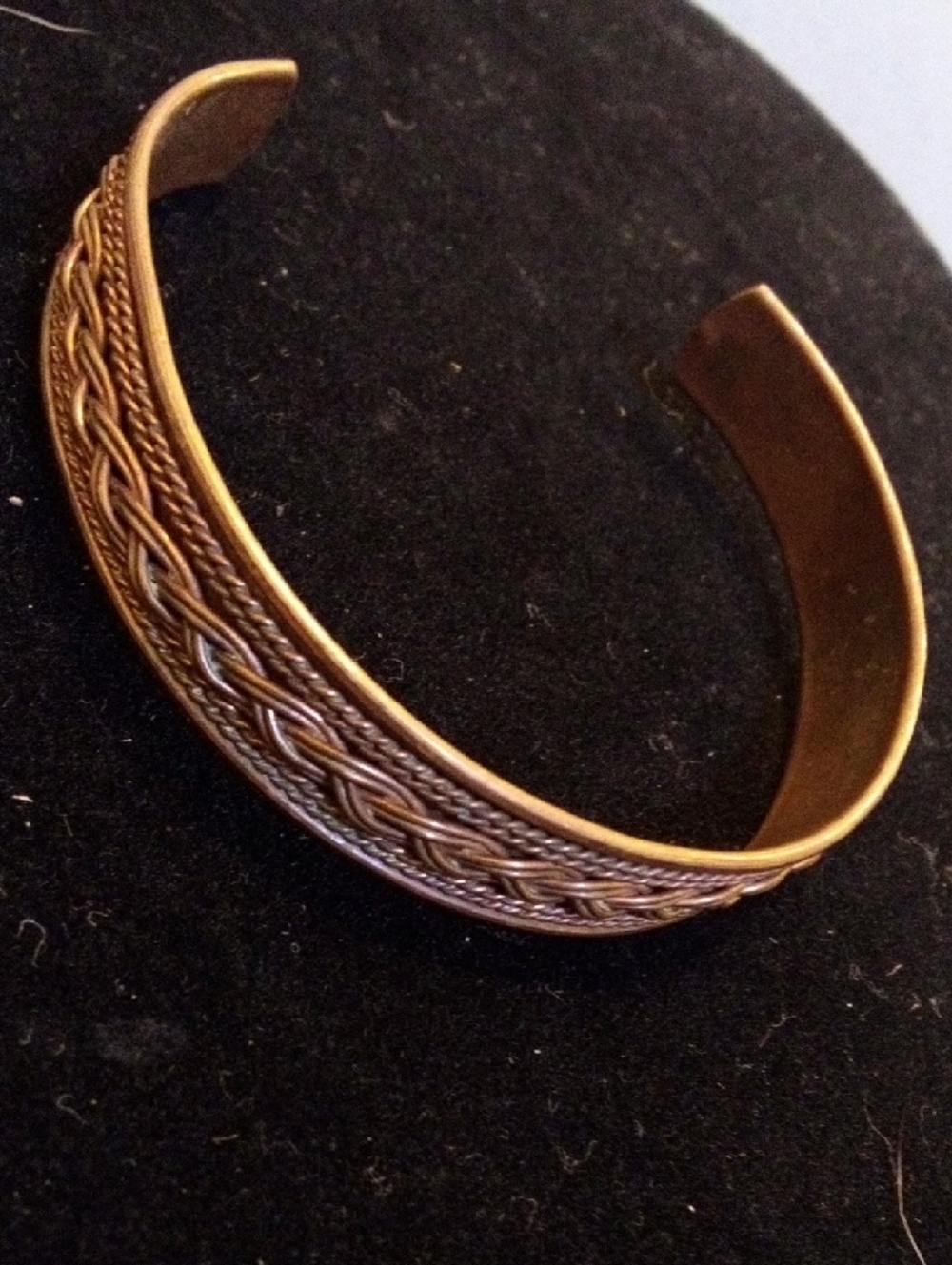 Braided Metal Cuff Bracelet in Warm Brass Tone